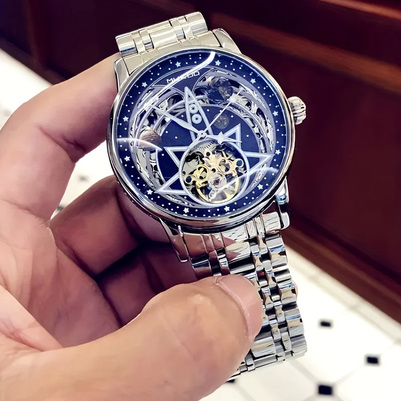 Star Track Skeleton Tourbillon Automatic Mechanical Watch Night Light Waterproof Luxury Business Men's Watch