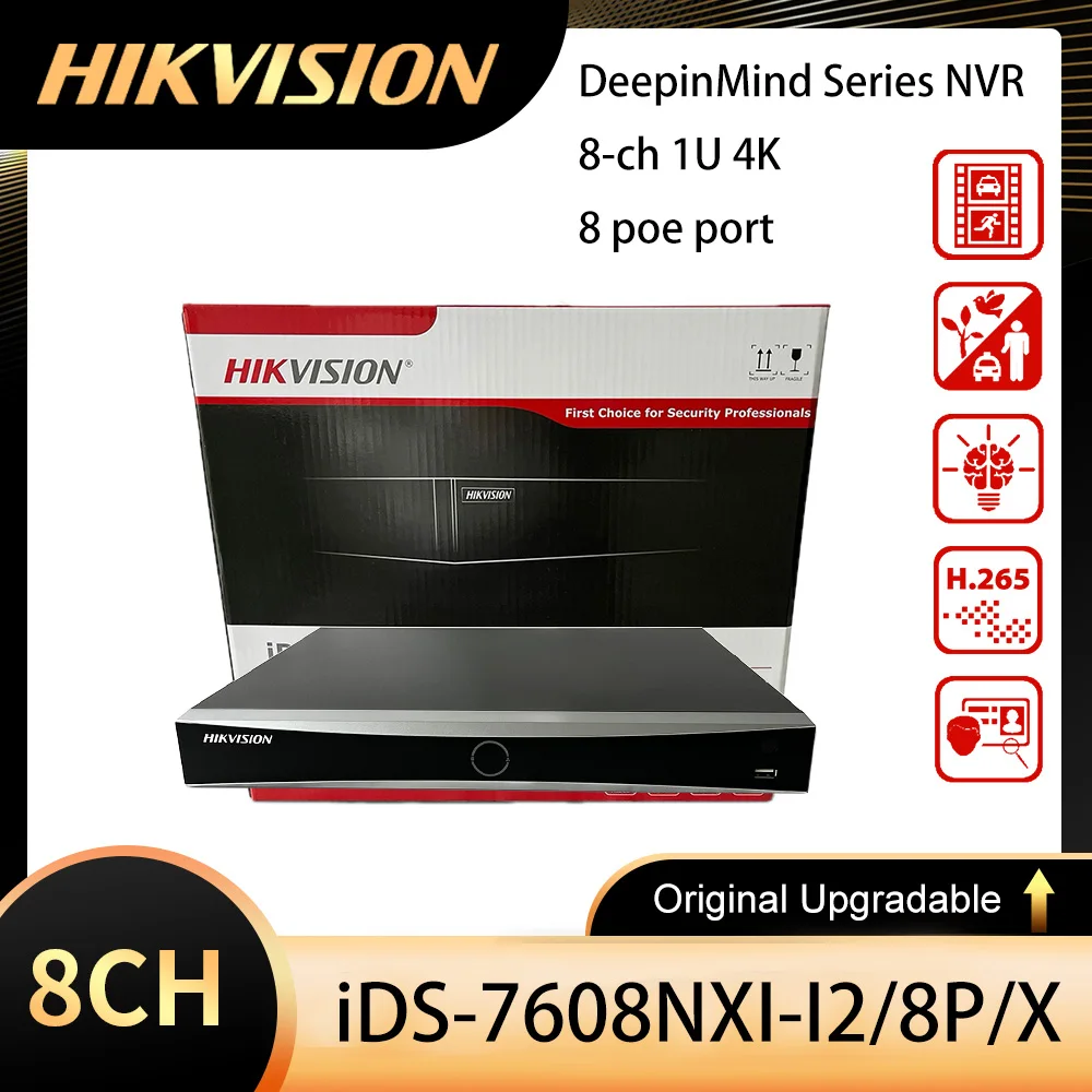 

Original Hikvision 8CH 4K POE NVR iDS-7608NXI-I2/8P/X DeepinMind Series Network Video Recorder