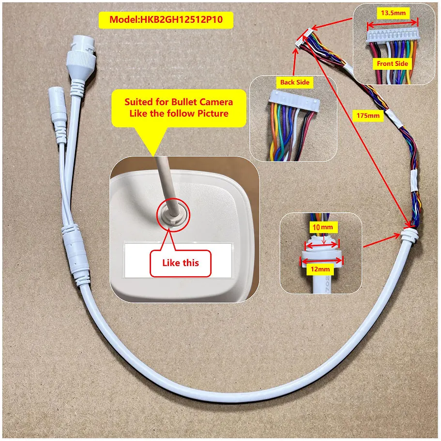 Ethernet Lan Cable PoE RJ45 Network Cable 12 Pin 10 core For Dome hikvision ip camera