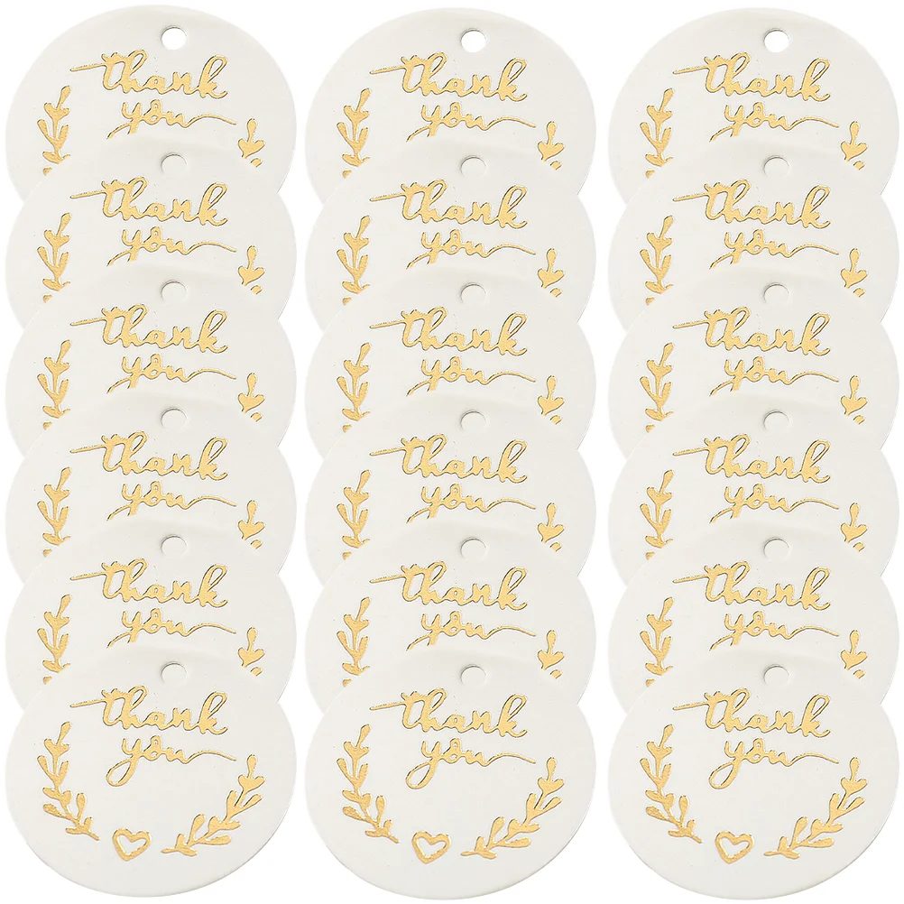 100 Pcs Bronzing Thank You Tag Round Labels Gift for Thanksgiving Creative Birthdays Tags DIY