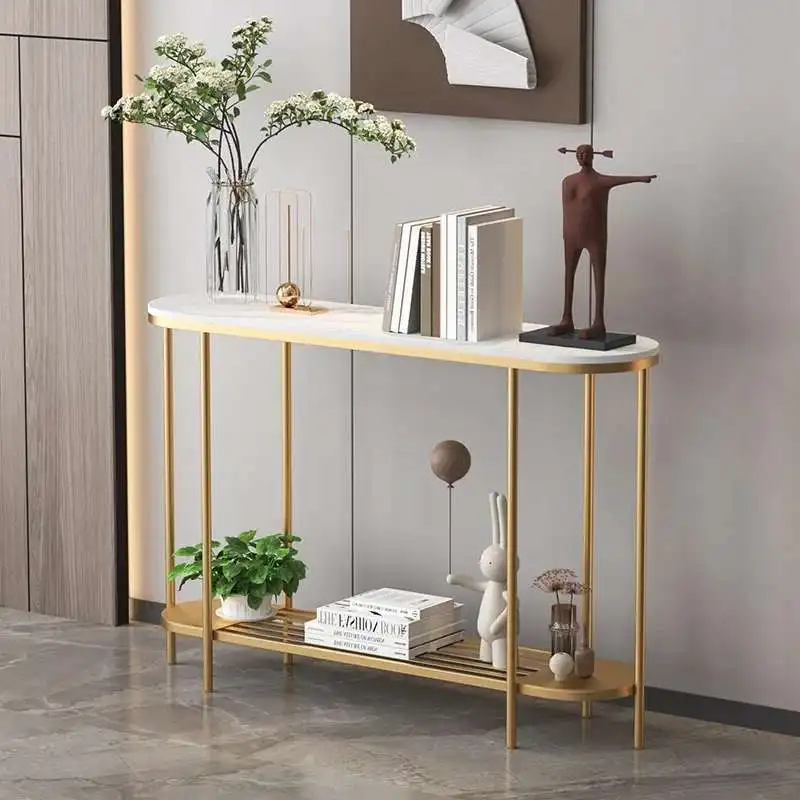 

Corner Console Living Room Table Metal Vertical Hall Narrow Table Luxury Nordic Tisch Wohnzimer Entrance Hall Furniture