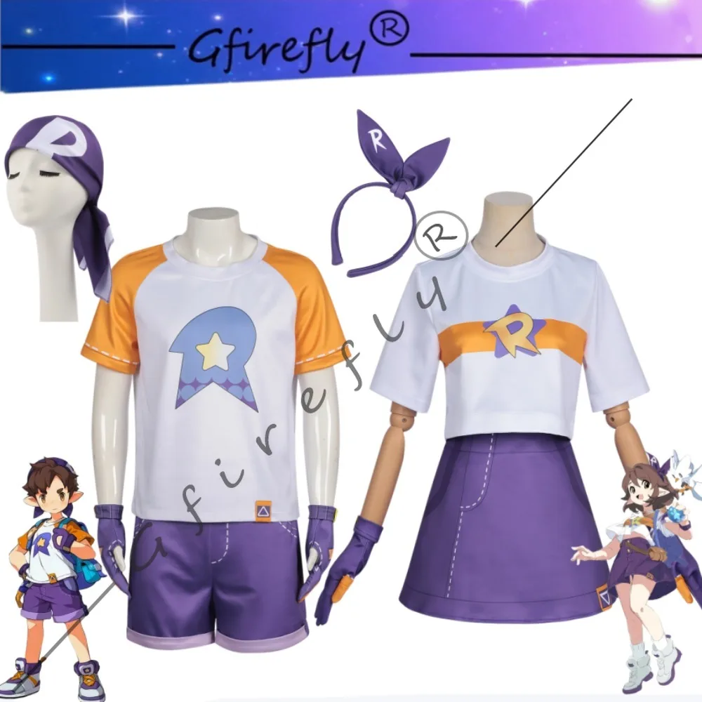

Roco Kingdom Little Roco Same Style Cosplay Costume Casual Sporty T-Shirt Gloves Unisex Halloween Carnival Party Stage Wear