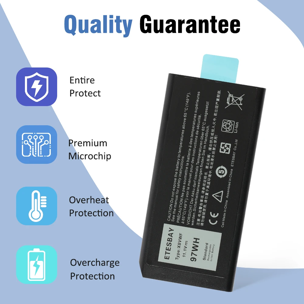 ETESBAY-Batterie d'ordinateur portable X8VWF pour Dell Latitude 14, robuste, 5404, 5414, E5sediExtreme, 7404, 7414, E7sediSeries, 4XKN5, DKNKD, P45G, P46G