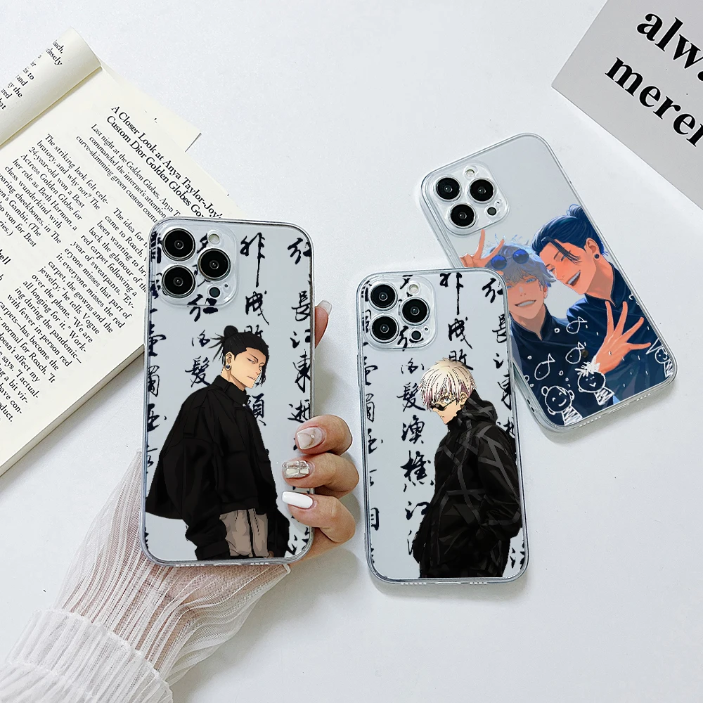 Jujutsu Kaisen Gojo Satoru Phone Case For iPhone 14 13 12 11 15 Pro Max 13Mini SE X XR XS Max 15Plus Transparent Covers Fundas