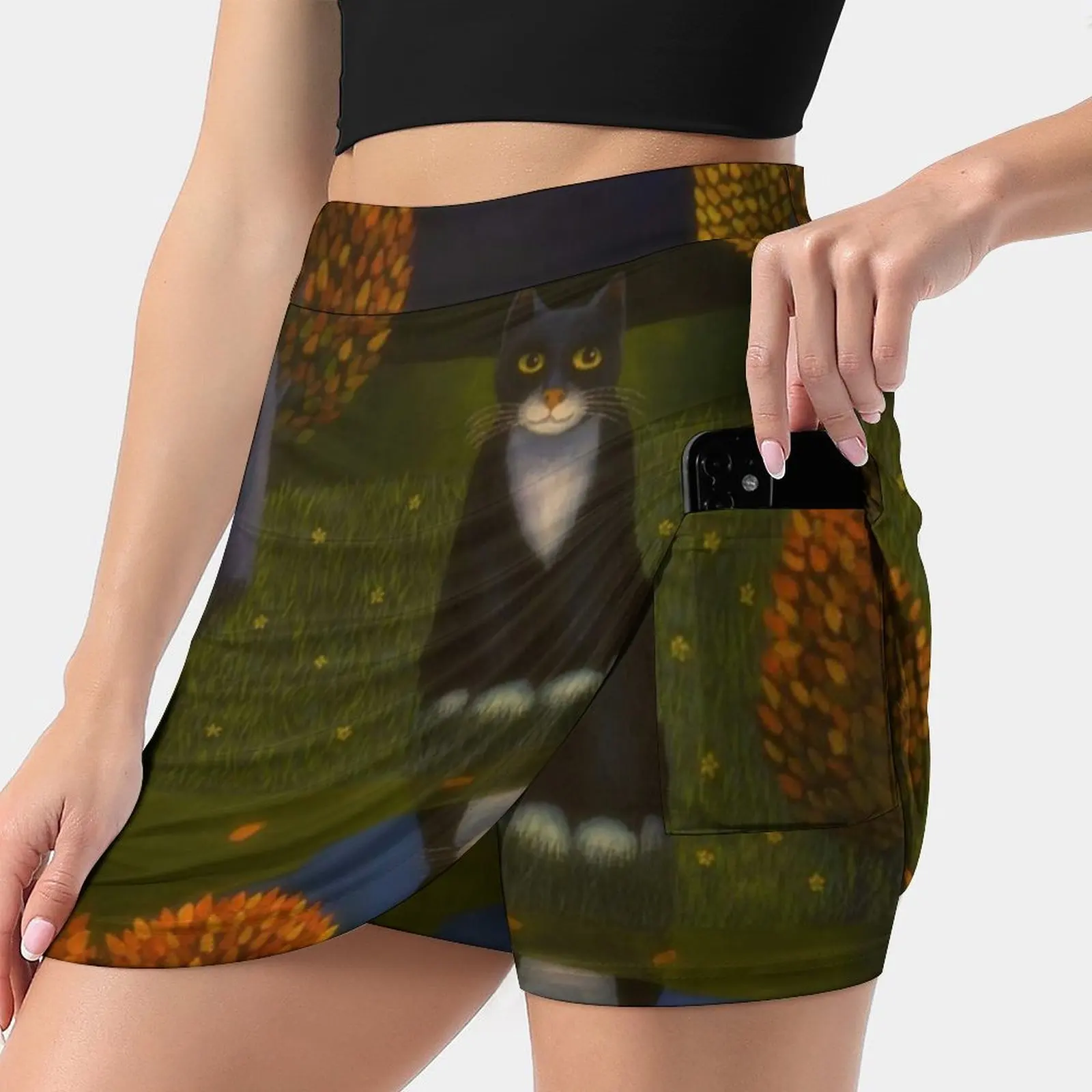 The Cat And The Moon Women's skirt Sport Skort Skirt With Pocket Fashion Korean Style Skirt 4Xl Skirts Autumn Cat Finland Moon