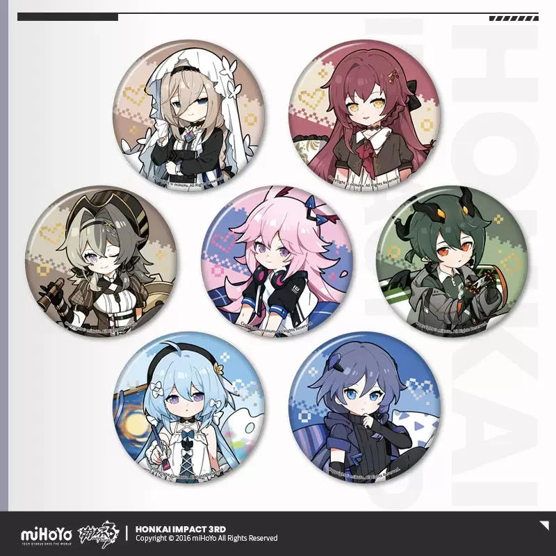 Sunsyea Honkai Impact 3rd Official Merch miHoYo Original Authentic Yingjie Series Badge Mobius Kosma Kevin Kalpas Elysia