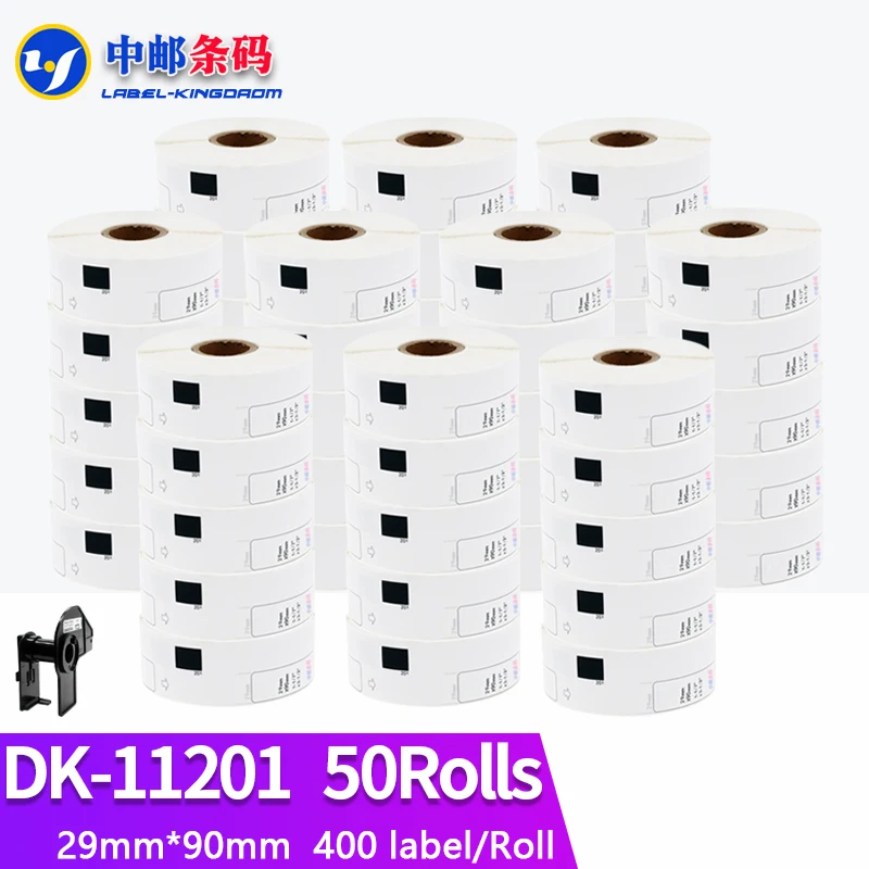 50 Refill Rolls Compatible DK-11201 Label 29mm*90mm Work for Brother Thermal Printer QL-700/QL-800 White Paper DK11201 DK-1201