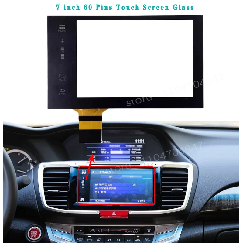 7 inch 60 Pins Touch Screen Glass Digitizer Fit for Hon daAc cord Ci vic HR-V Pilot Fit 2016 2017 Car Radio Multimedia Player