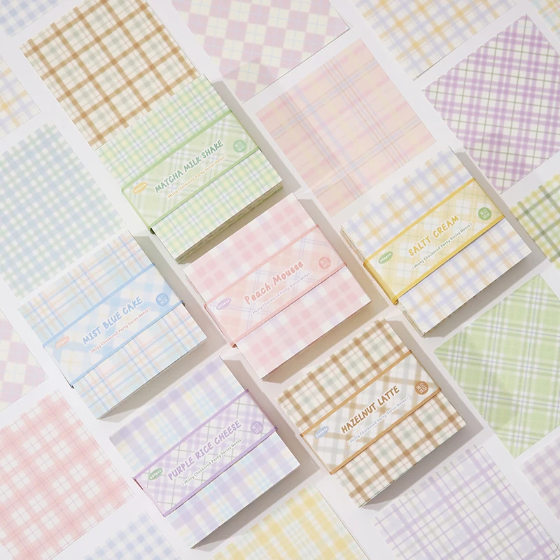 200 pcs Kawaii plaid material paper note Loose leaf Decorative paper Message notes to do list Stationery Supplies