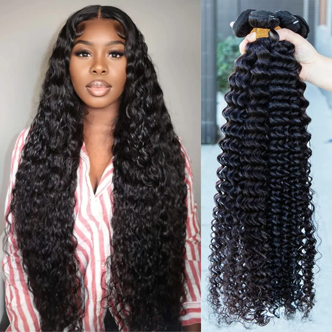 Brazilian Water Wave Bundles Wet and Wavy Human Hair Weave Bundles Remy Curly Hair Extensions Hair Bundles Water Wave Extensions