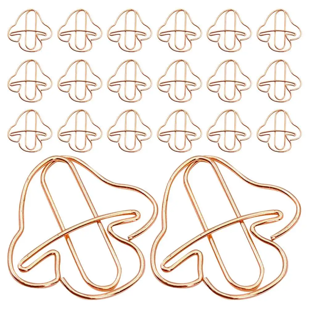 

30 Pcs Cute Paper Clips Mushroom Shaped Paper Clip Clamp Iron Document Organizer Bookmark Office Use
