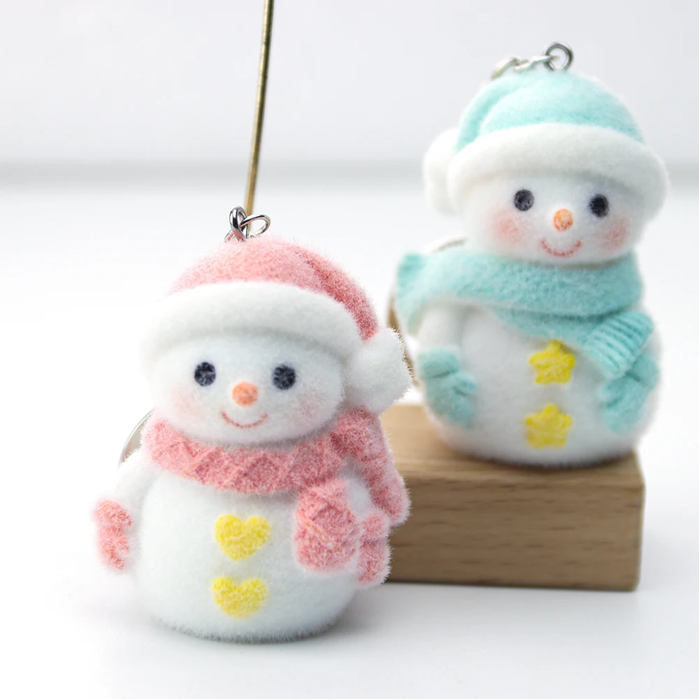6PCS 3D Resin Flocking Christmas Snowman Charms Dolls Pendants for Earrings Keychain  Making DIY Jewelry Accessories Wholesale