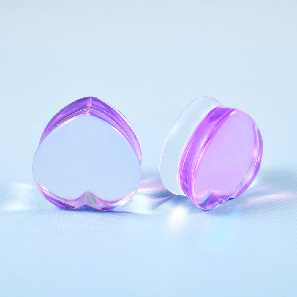 Mode Transparent Solide Rosa Lila Glas Herzförmige Ohr Expander Ohrmuschel Piercing Schmuck Ohr Expansion Artefakt 6-25mm – Detail 27