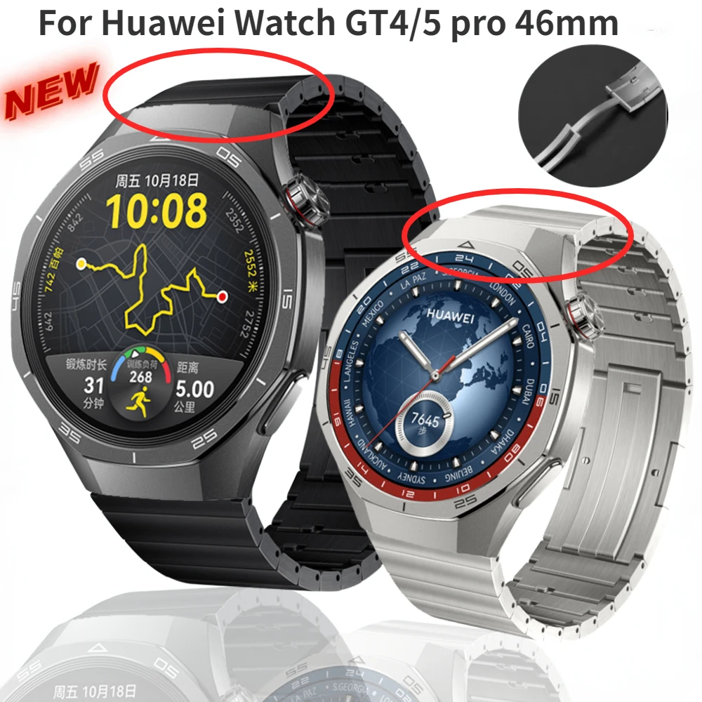 

Оригинальный ремешок из нержавеющей стали для Huawei Watch GT4/5 Pro 46 мм, роскошный браслет без зазора для Huawei GT5, 46 мм, металлический браслет Correa