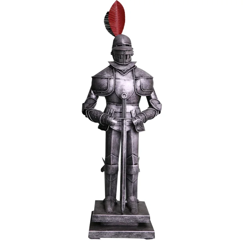 Wrought iron medieval armor armor warrior soldier model TV cabinet retro ornament