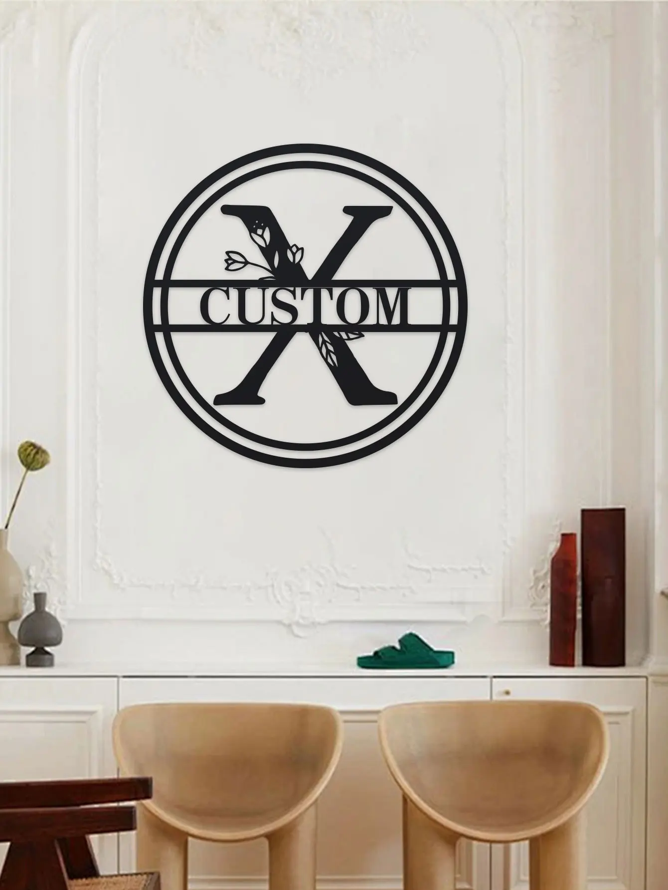 علامة معدنية اسم مخصص الرسالة الأولية حرف واحد فقط شخصية شريط معدني تسجيل الحديثة الصلب جدار معدني النحت قطع علامة ل Di #3