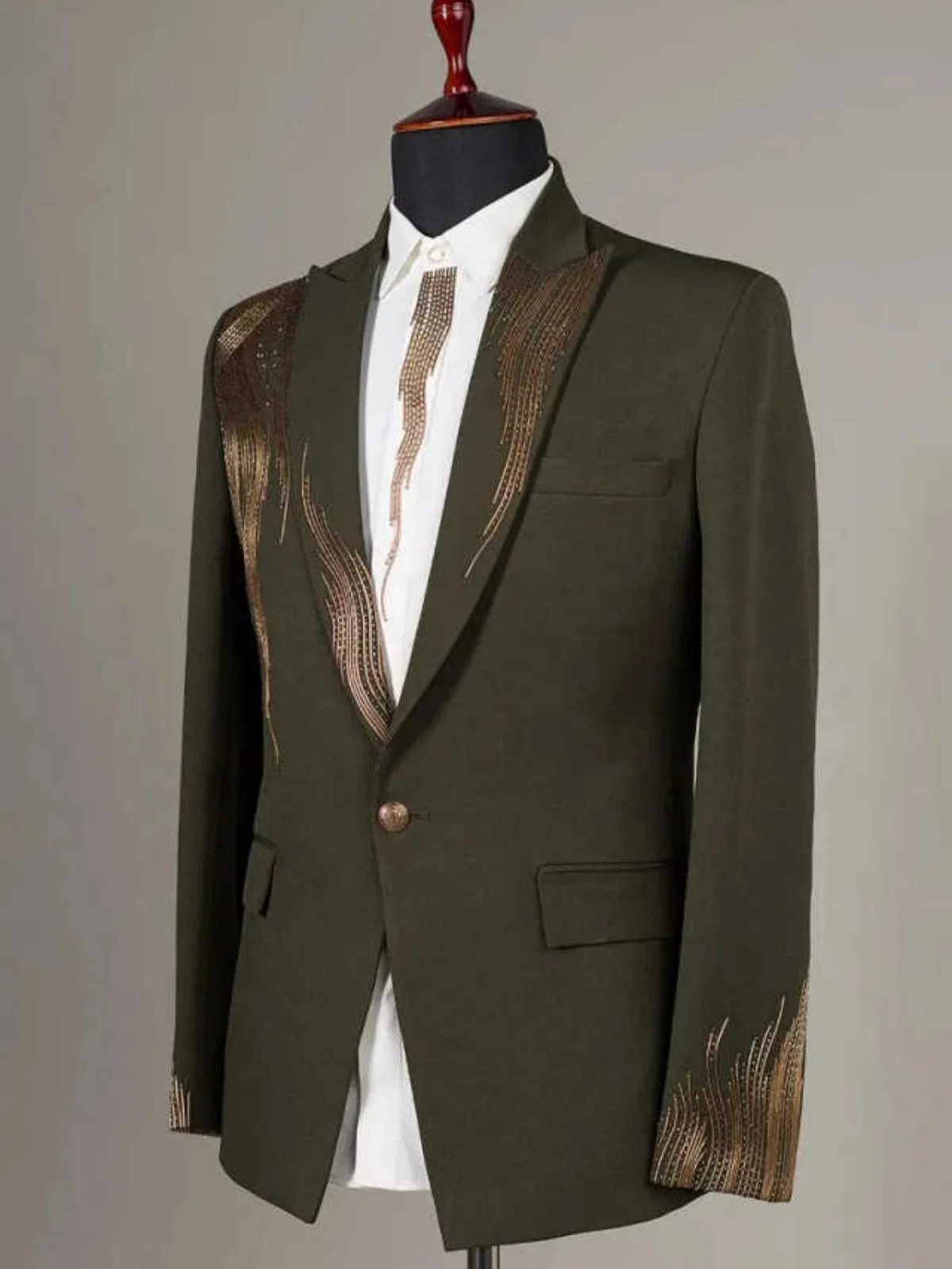 Moda uma peça de casamento smoking um botão pico lapela jaqueta blazer miçangas clássico ajuste jantar festa personalizado wear