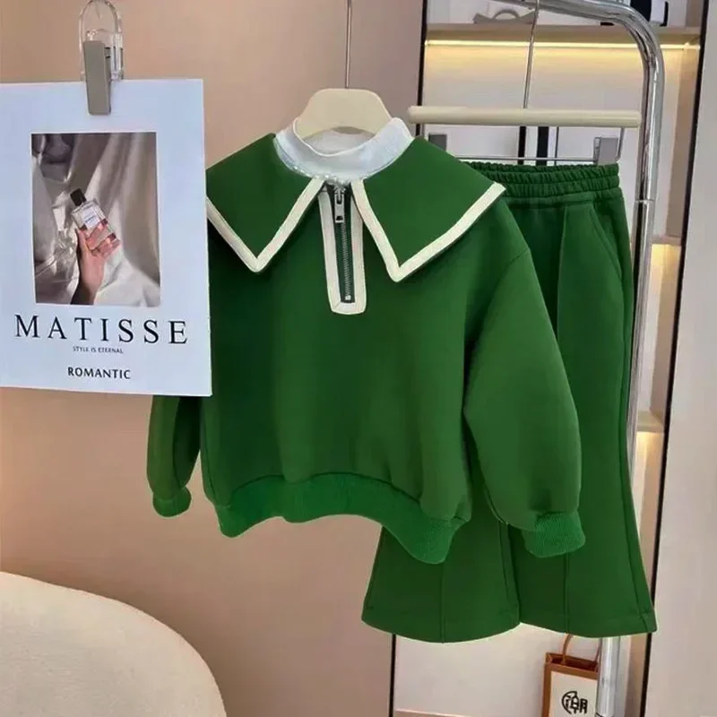 Ensemble de Vêtements pour Enfant Fille de 3 à 7 Ans, Haut à Manches sulfà Revers et Pantalon Large, Boutique, 2 Pièces