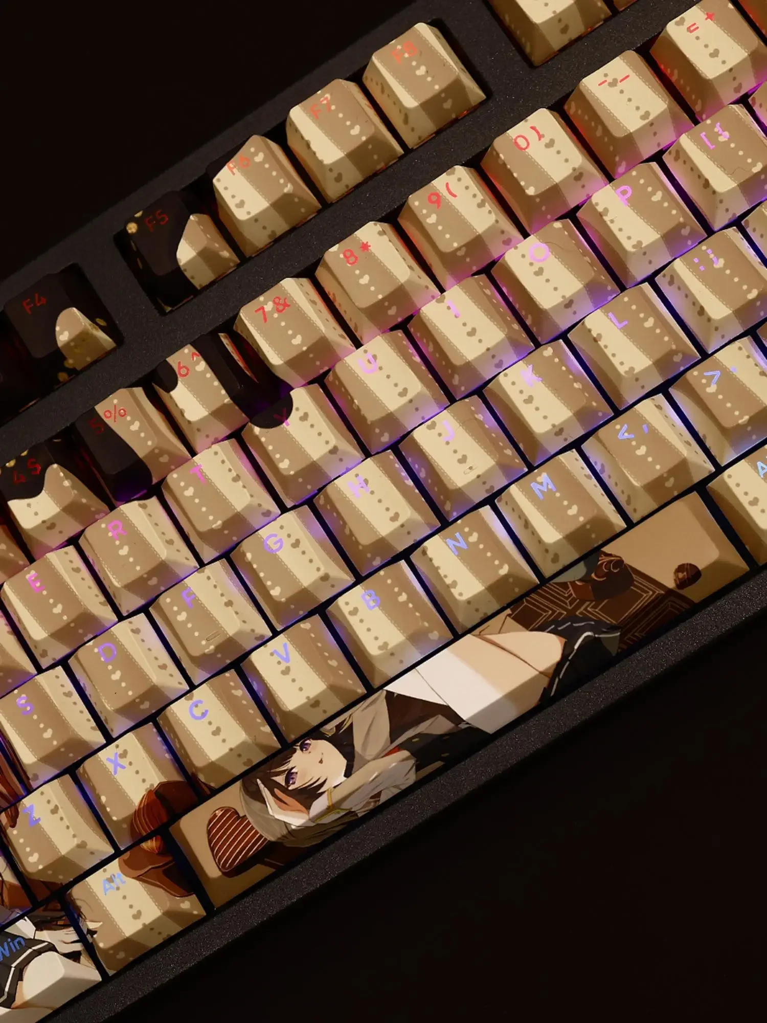 Imagem -04 - Anime Teclado Mecânico Yuki Suou 108 Keycaps Sublimação Transmissor de Luz Cherry mx Cruz Eixo Switch Roshidere Pbt Dye