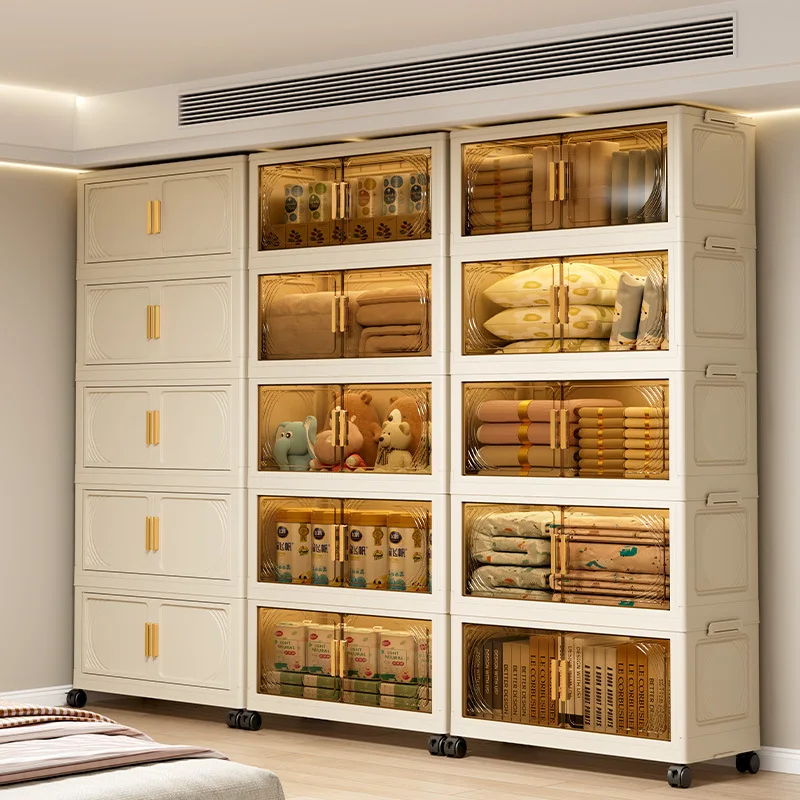 plastic-multi-layer-double-door-snack-cabinet-toy-organizer-storage-box-display-case-for-cds-stationery-bags-medicine-clothes