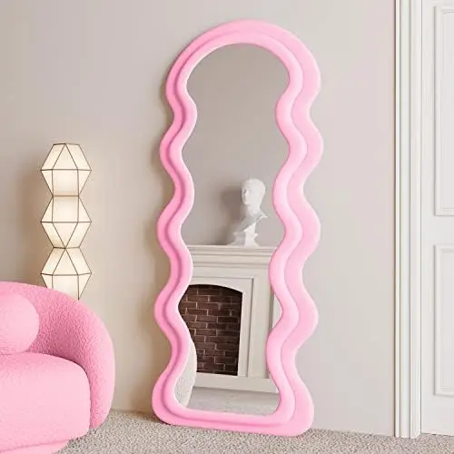 Full Length Mirror 63"x24", Irregular Wavy Mirrors, Wave Arched Floor Mirror, Wall Mirror Standing Hanging or Leaning view 4