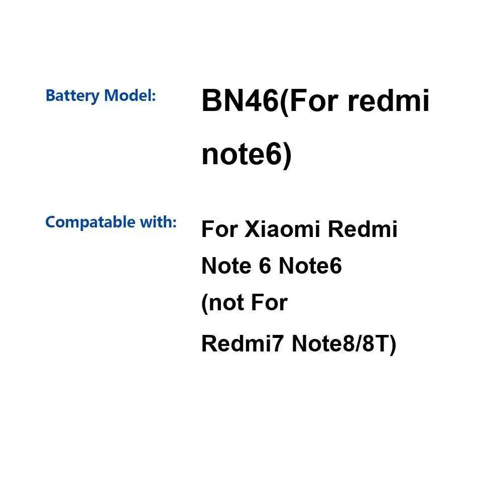 Desempenho de longa duração 4000mah para xiaomi redmi note 6 não 7 note8 8t bn46 note6 bateria de telefone móvel de alta capacidade