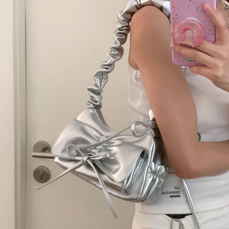 HAEX Luxury Women Handbags Designer Wrinkled Drawstring Soft PU Ladies Crossbody Shoulder Bags Fashion Daily Commute Bolso Mujer