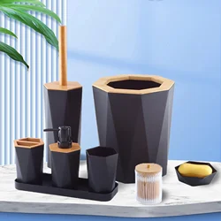 8pcs Luxury Bathroom Accessories Set Bath Supplies Lotion Rack Garbage Bin Toilet Brush Wash Rack Mouth Cup Soap Rack Home Decor