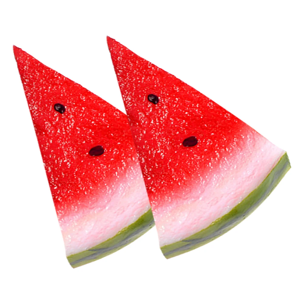 

2 Pcs Simulated Watermelon Slices Fruits Fake Realistic Artificial Decoration Models Food