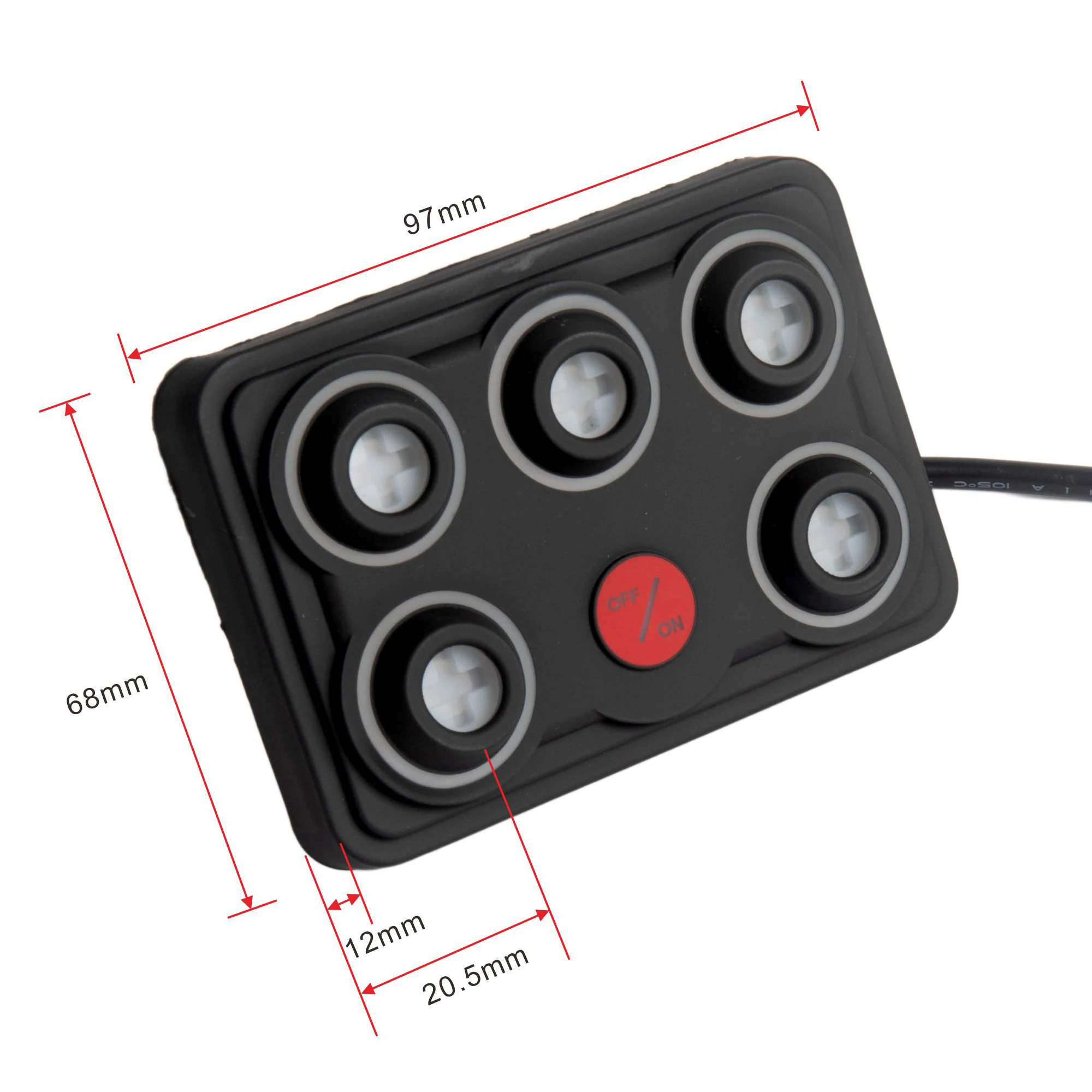 PN-RSP5 12V 60A Car Marine 5 Gang Silicone Button Switch Panel IP68 Multi-Function 4 Modes 8 Colors Backlight for Auto RV