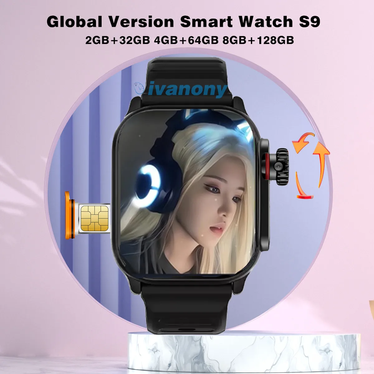 Smart Watch 2024 Android 5G 4G SIM Card WIFI GPS APP Download Google Play Store Amoled Screen Whatsapp Smartwatch Men Women