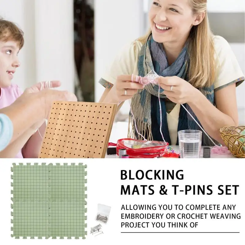 Blocking Mats Foam Lightweight Blocking Mats Knitting Extension Kit Knitting Board Crochet Mats With T-Pins For DIY and Knitting