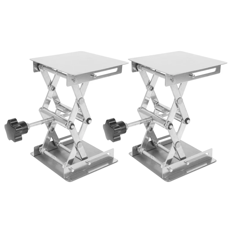 HOT SALE 2X Scientific Lab Jack-100 X 100Mm Stainless Steel Lab Stand Table Rack Scissor Lab-Lift Lifter For Science Experiment