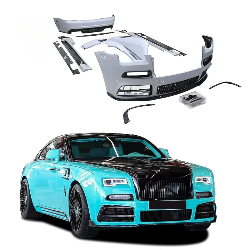 Facelift Upgrade  Style Half Carbon Fiber Front Bumper Assembly Led Headlights Wide Bodykit for Rolls Royce Wraith Body Kit