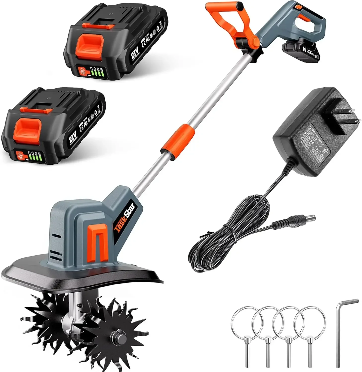 

Cordless Tiller for Gardening 360 RPM Rototiller TH4000 Cultivator Electric Garden Tiller Battery Powered Total 4000mAh