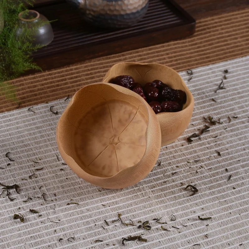 Bamboo Lotus Leaf Bowl Chinese Tea Ceremony Dessert Storage Bowl Kung Fu Tea Bowl Bamboo Bowl Lotus Bowel Unpainted Baby Bowl