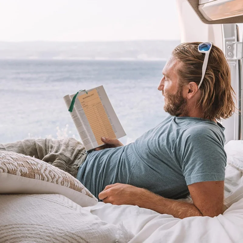 25 علامة مرجعية للقراءة و5 زخارف شرابة، بطاقة مكتبة شخصية من جلد البقر لعشاق القراءة والطلاب والمعلمين #5