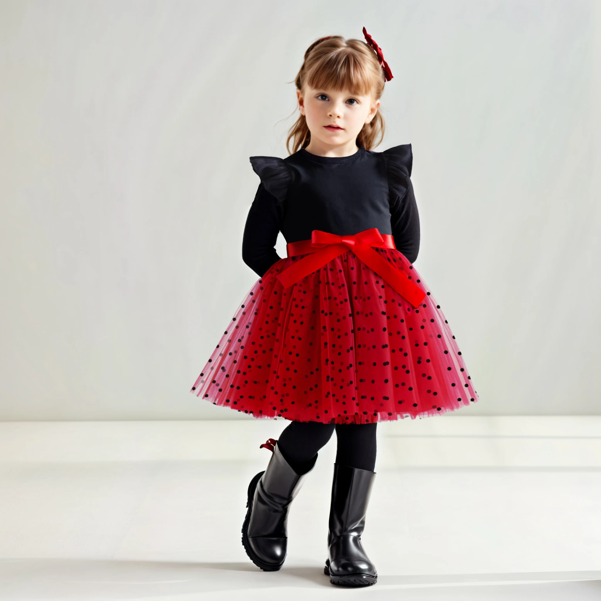 

2024 Kids Girls Dress Spring Autumn Clothing New Polka Dots Long Sleeves O-neck Dresses Christmas Party Children Clothes for 3-8