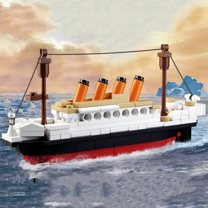 

194pcs Miniature Building Blocks Titanic Cruise Ship 3D Ship Model Brick DIY Ship Assembly Mini Particle Toy Children's Gift