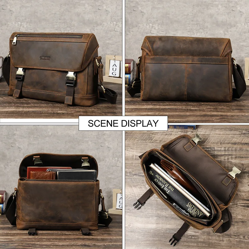 New Leather Can Hold 12.9-inch Computer Business Cowhide Genuine Leather Men’s Bags Crossbody Leather Men's Briefcase Briefcases