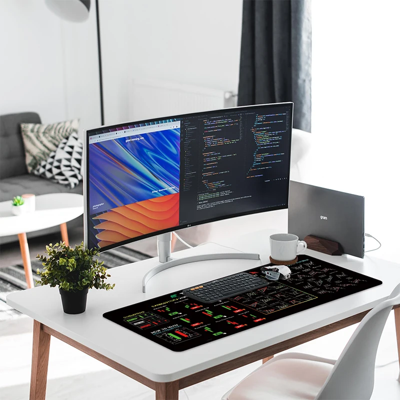 EXCO Stock Market Trader Leather Mouse Pad Large Candlestick Pattern Chart Keyboard Mousepad Investor Desk Mat Leather Base - view 6