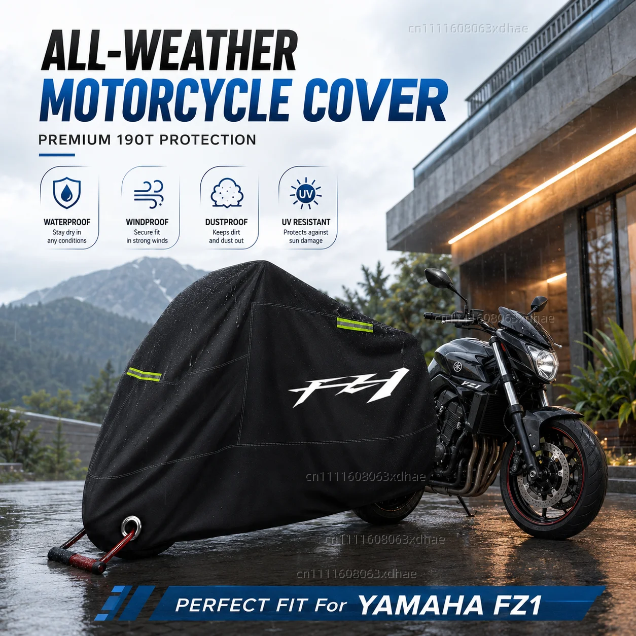 

Premium Motorcycle Cover All Weather Dust Rain UV Protection 190T Oxford Cloth For For YAMAHA FZ1 FAZER FZ-1 2006-2015 2008 2009