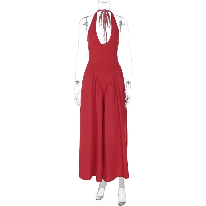 Talenza Backless Diepe V Gesplitste Lange Jurk Zomer Sexy Feestjurk Voor Dames Halter Nieuwe Mode Slanke Witte Mouwloze Lange Jurk