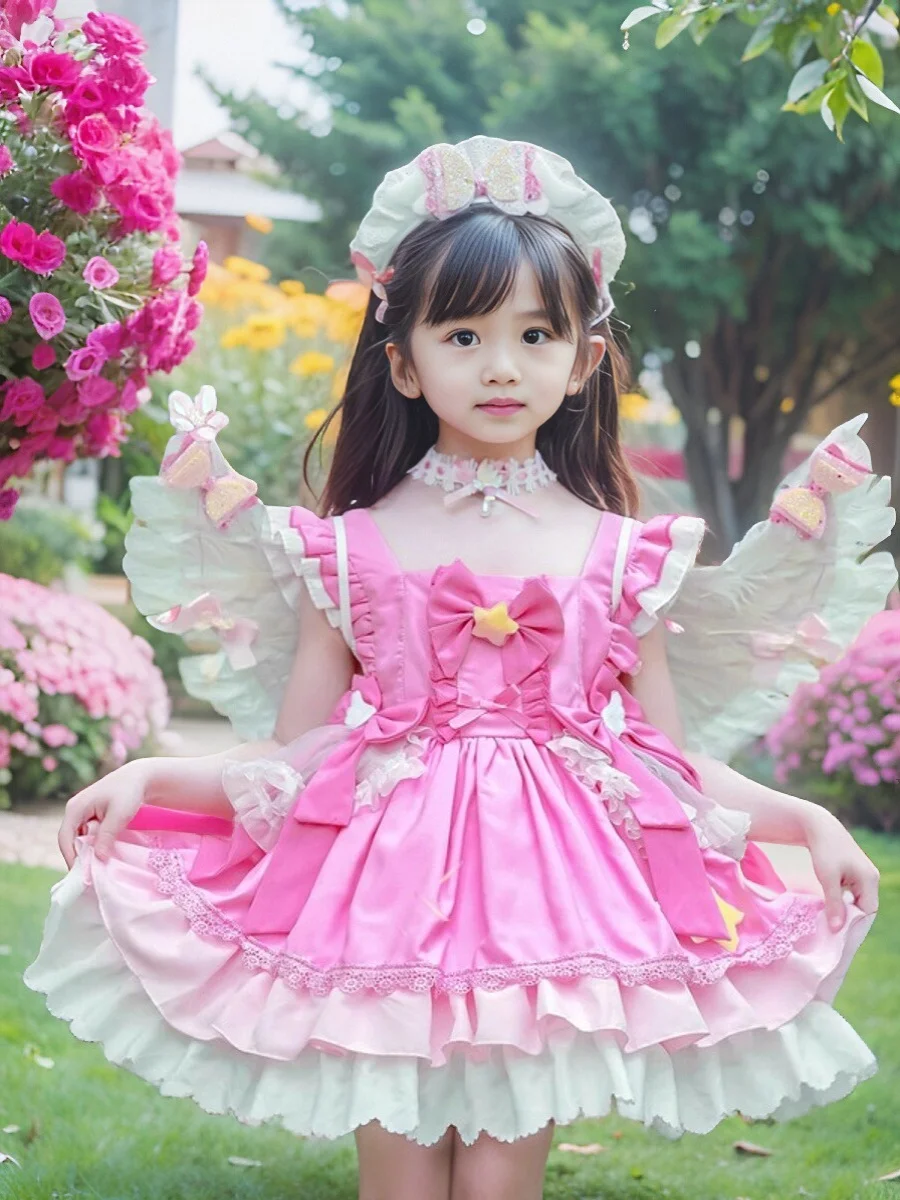 Lolita Style Puffy Skirt Children's Clothing Little Sakura Magic Princess Dress Girls' Dress Second Hand Cosplay Costume