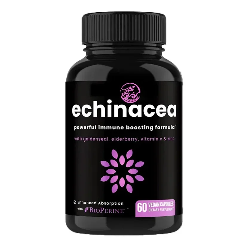 Echinacea Extract Elderberry, Organic Ganoderma Lucidum,  Vitamin C, Ginger,and Zinc Immune System Enhancing Health Capsules