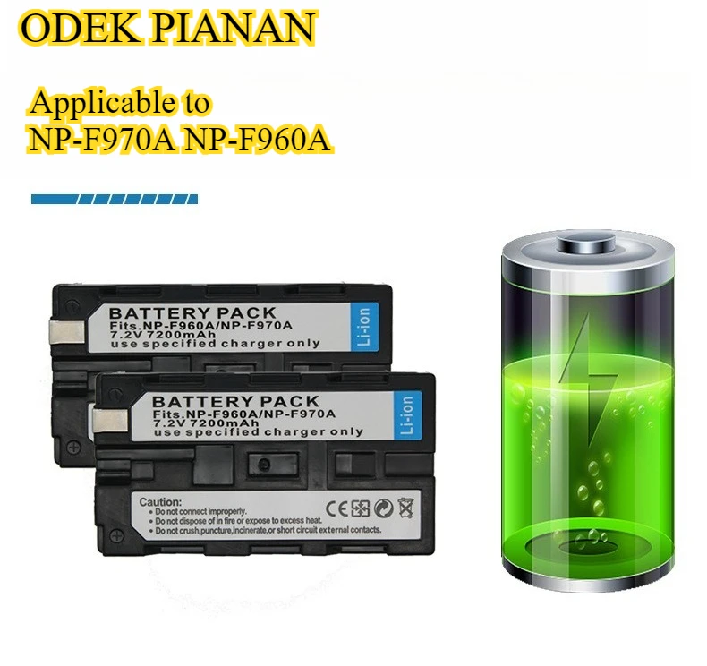 

Аккумулятор NP-F970 емкостью 7200 мАч с чрезвычайно длительным сроком службы батареи и высокой совместимостью. Подходит для Sony NP-F970 NP-F960 и камеры.