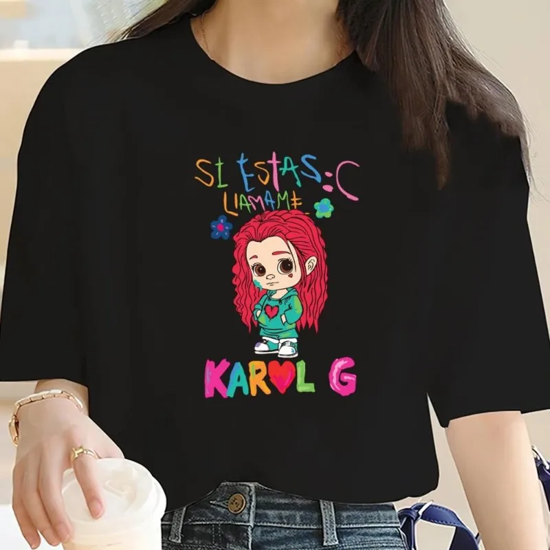 Singer Karol g Manana Sera Bonito T Shirt Women Couple Combination Clothes Short Sleeve Collar Fashion Cotton