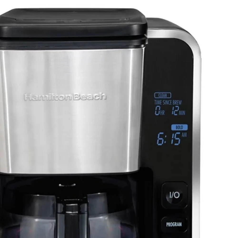 ماكينة صنع القهوة القابلة للبرمجة سعة 12 كوبًا، وعاء بالتنقيط، تحكم سهل اللمس، إيقاف تلقائي، آمن للاستخدام في غسالة الأطباق، 1025 وات، قوة المشروب الأمامية
