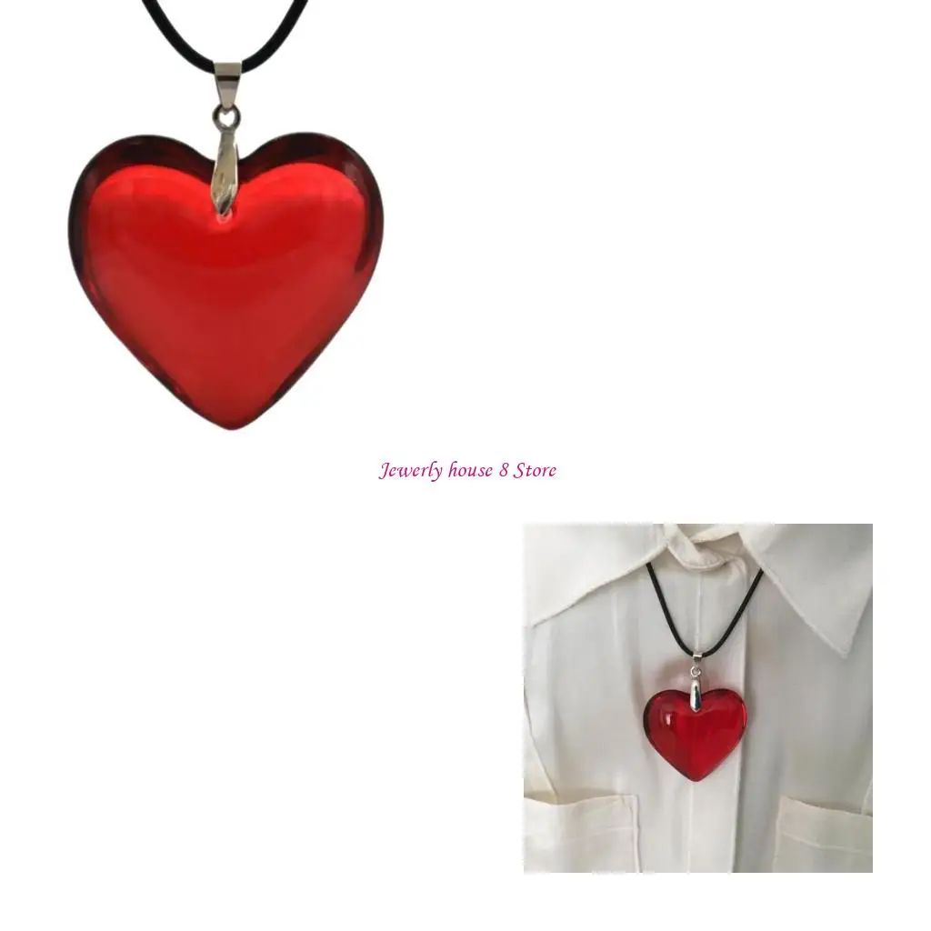 

Crystal Heart Necklace Glass Pendant Necklace Colorful Clavicle Chain Jewelry for Women Girl Teen Unique Ornaments