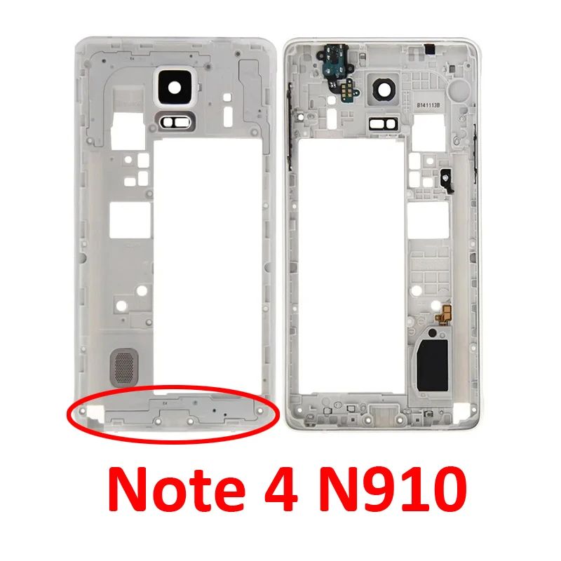 For Samsung Galaxy Note 4 N910 N910F N910C N910G N910A N910H Phone Housing Middle Frame Mid Chassis With Buttons Lens